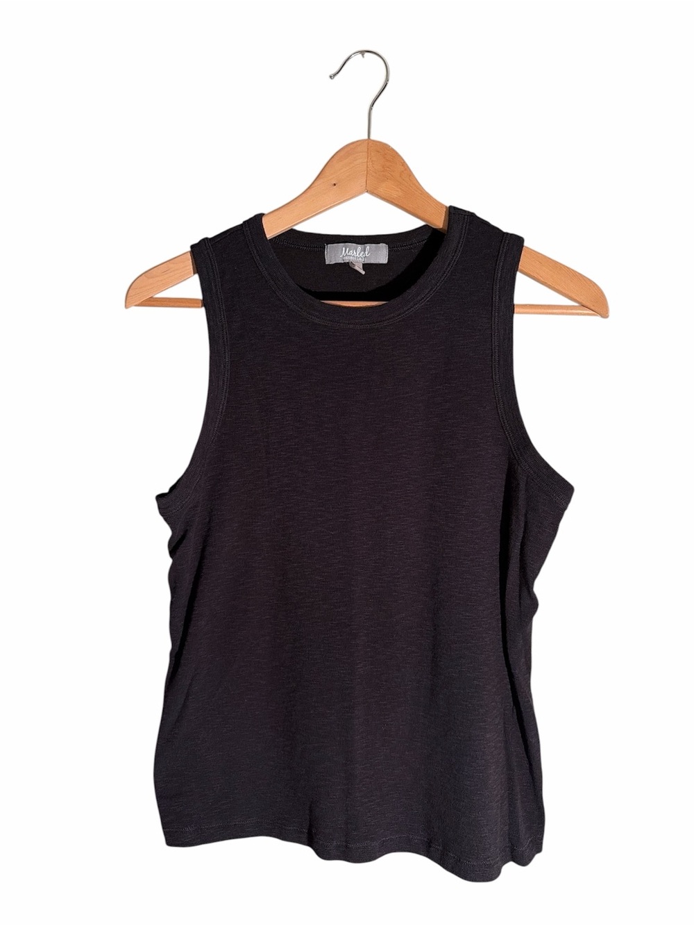 Marled Essentials Women’s Knit Black Tank Top, Large